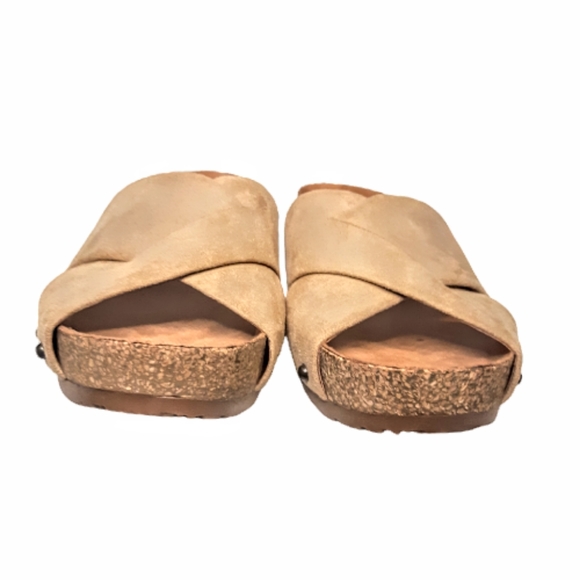 Zodiac Mila Cork Wedge Summer Slide Sandal in Sand Beige Flip Flop Thong boho - Picture 4 of 10